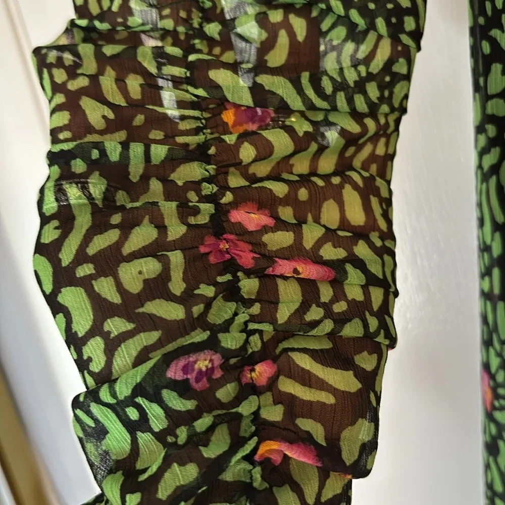 Vero Moda Floral Midi Dress Women's Size Small Belted Ruched Femme Bohemian - Picture 6 of 10